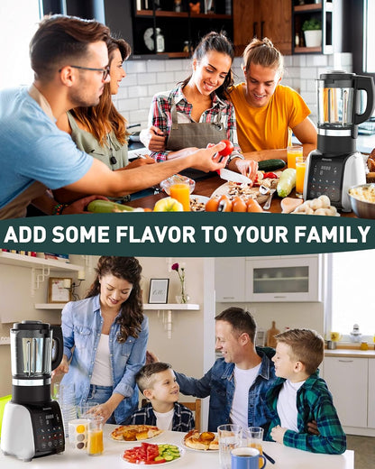 Blender for Kitchen, Glass Blender for Shakes and Smoothies, 1200W High Power Hot and Cold Blender with Timer, 64 OZ Blender for Crushing Ice, Frozen Dessert, Soup, Fish